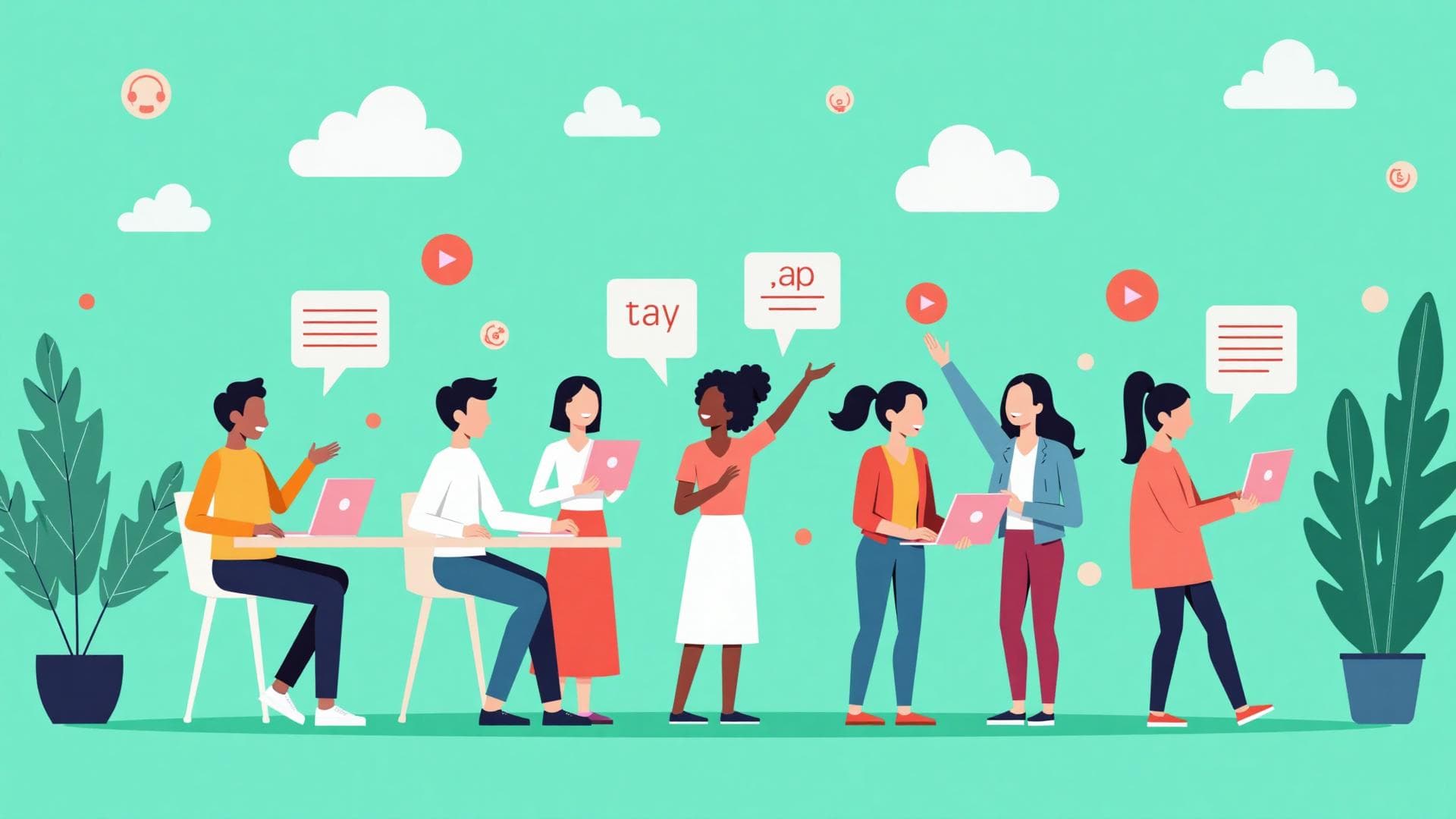 People learning languages with interactive transcripts and flashcards